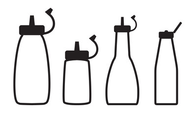 Ketcup sauce bottle icon set
