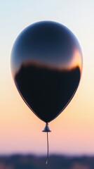 Obraz premium A smooth promotional balloon mockup floats gently in the air as the sunset paints the background
