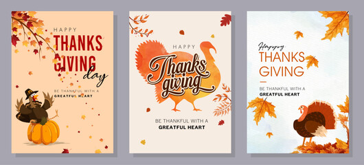 Thanksgiving greeting cards and invitations. Vector illustration. Thanksgiving typography poster. Celebration quotes Happy Thanksgiving on textured background for postcards.