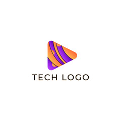 ILLUSTRATION TRIANGLE SIMPLE  GRADIENT PURPLE ORANGE COLOR TECH LOGO ICON MODERN SIMPLE TEMPLATE ELEMENT DESIGN VECTOR