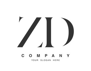 ZD logo design. Initial letter z and d serif font style. Creative classic company name typography. Trendy logotype or identity.