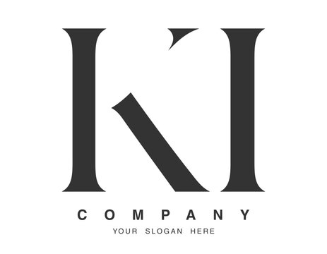 KI logo design. Initial letter k and i serif font style. Creative classic company name typography. Trendy logotype or identity.