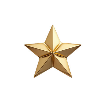 Estrella dorada de cinco puntas sobre fondo transparente blanco