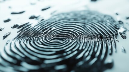 Biometric fingerprint digitally imprinted on a white background,