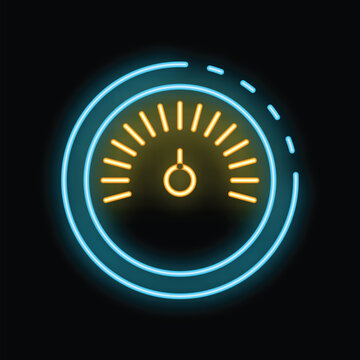 recommend clip art: Neon sign of a speedometer with glowing yellow needle indicating high speed