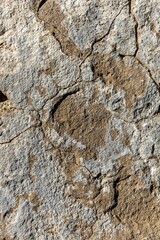 Aged concrete wall with rough weathered old surface with cracked cement in grunge style