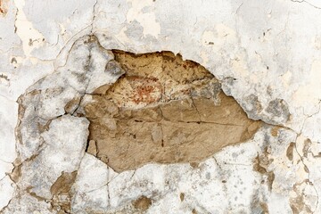 Aged concrete wall with rough weathered old surface with cracked cement in grunge style