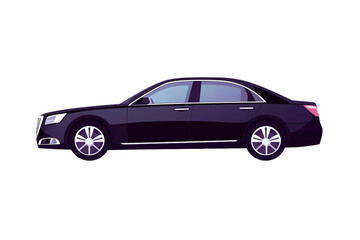 Fototapeta premium Side view of purple sedan, digital design with clean lines.