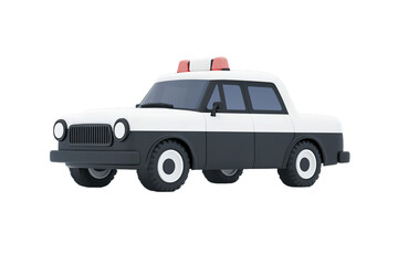 Obraz premium Vintage police car in 3D on transparent background, side view.