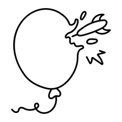 Popping balloon with dart, doodle style icon  

