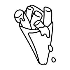 A hand drawn icon of fries 

