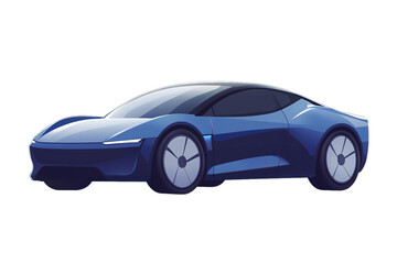 Sleek blue futuristic car in dynamic side view.