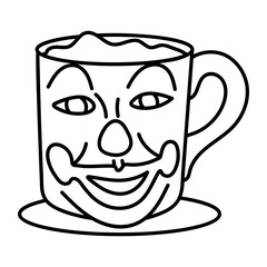A hand drawn icon of clown mug 


