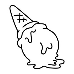 A doodle icon of melting ice cream 

