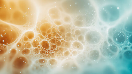 Abstract artistic background illustrating dynamic cellular structure in blue and gold hues for modern design