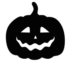 Spooky black jack-o'-lantern vector icon perfect for Halloween designs.