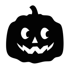 Spooky black jack-o'-lantern vector icon perfect for Halloween designs.