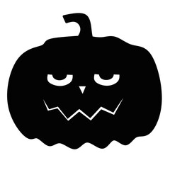 Spooky black jack-o'-lantern vector icon perfect for Halloween designs.