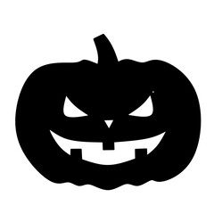 Spooky black jack-o'-lantern vector icon perfect for Halloween designs.