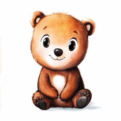 Fototapeta premium Baby bear watercolor illustration, children's book, isolated