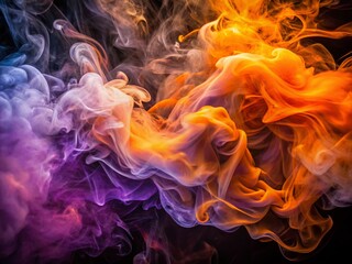 Dynamic Smoke Art in Shades of Orange and Purple - Capturing Movement and Flow