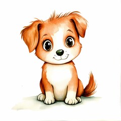 Obraz premium Baby dog watercolor illustration, children's book, isolated