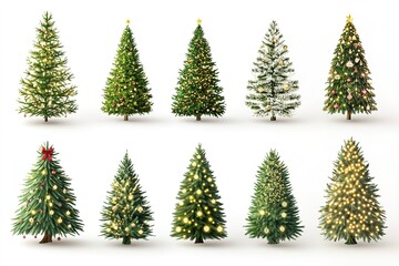 Obraz premium Variety of decorated Christmas trees