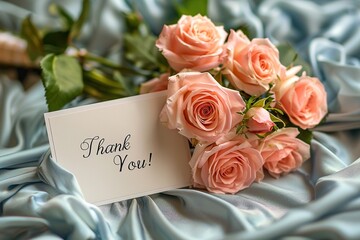 Greeting card saying "Thank You!" with floral frame