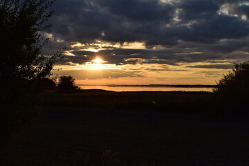 sunset over the river