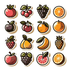 Fresh Fruit Still Life Vector, Lemon Silhouette Set, Delicious Fruits Clip Art Illustration