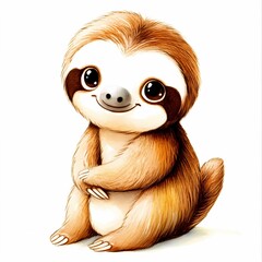 Fototapeta premium Baby sloth watercolor illustration, children's book, isolated