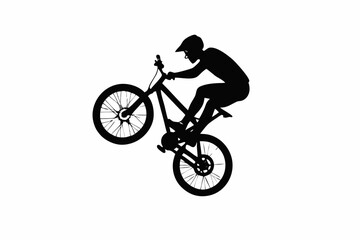 Mountain Biker Trick Silhouette Vector