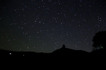 Beautiful night starry sky landscupe