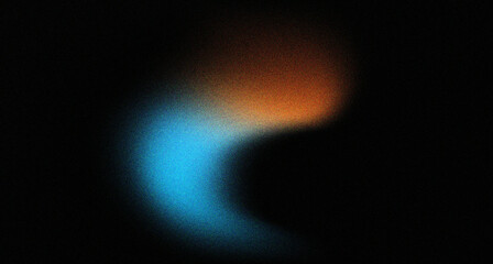 Black grainy gradient background orange blue spot  color noise texture with copy space for design