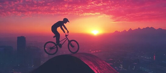 Obraz premium A young man performing a dirt jump on a mountain bike