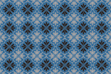 Blue and white seamless pattern.  Design for tile, carpet, cover, wallpaper, wrapping paper, fabric, clothing, bag, and decoration.