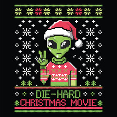 Die Hard Christmas Movie T-Shirt Design Ugly Christmas sweater designs - vector Graphic