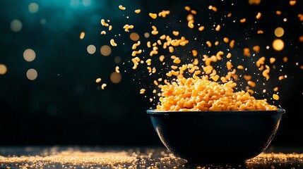 Creamy mac and cheese in rice cooker, golden crust, comforting food, rich cheese pull, rustic kitchen setting, warm homecooked vibe