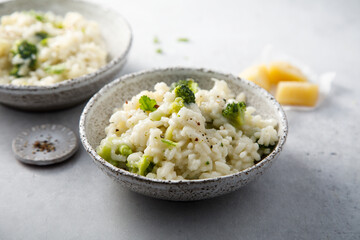 Broccoli risotto with parmesan cheese
