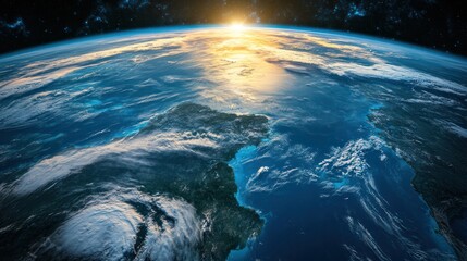 Fototapeta premium A stunning view of Planet Earth from space, showcasing vibrant blue oceans and swirling white clouds.