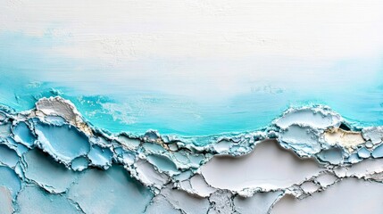 Dynamic swirls of blue and white, an abstract painting capturing fluid movement serene textures