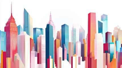 Obraz premium Abstract Modern Cityscape: A Panoramic 3D Illustration Journey