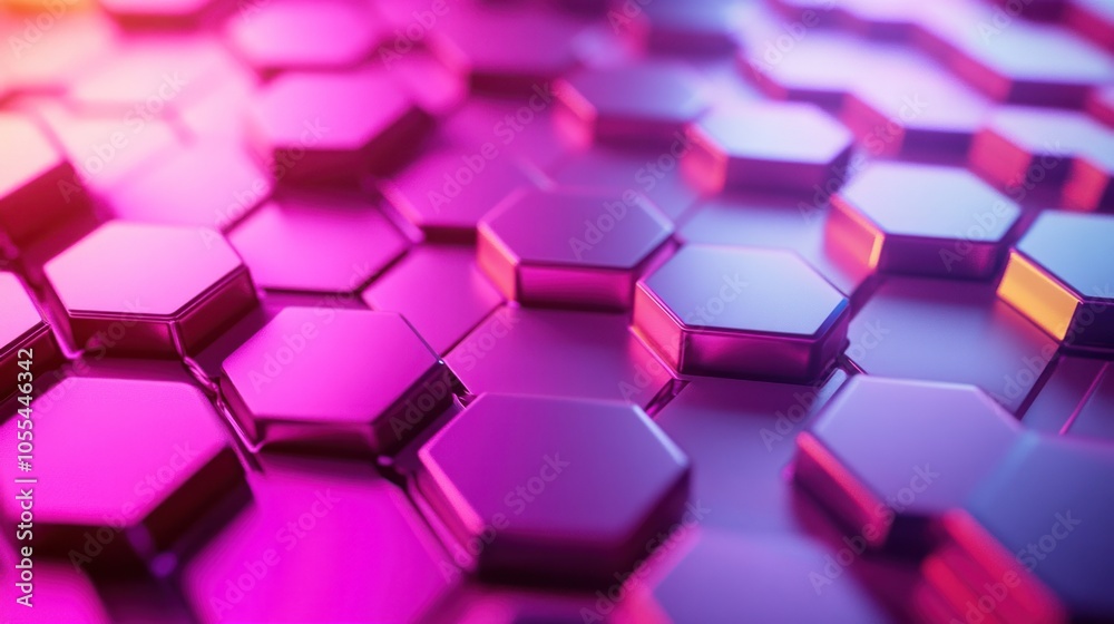 Aufkleber an abstract 3d rendering of a hexagonal pattern with a gradient color scheme transitioning from deep