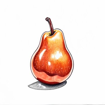 recommend clip art: A pear hand drawn with colored pencils, style watercolor, isolated, clipart