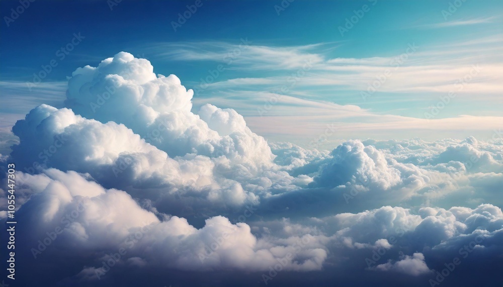 Wall mural background with soft layered clouds under a cloudy sky