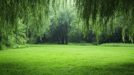 Serene landscape, a solitary tree graces vast grassy field under tranquil blue sky