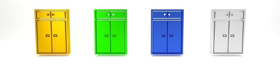 Colorful Wardrobe icon isolated on white background. Minimalism concept. 3D render illustration