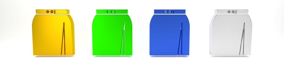 Colorful Skirt icon isolated on white background. Minimalism concept. 3D render illustration