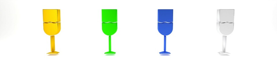 Colorful Wine glass icon isolated on white background. Wineglass icon. Goblet symbol. Glassware sign. Minimalism concept. 3D render illustration