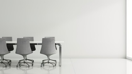 Business meeting with a simple white background showcases professionalism and focus. A clean and elegant setting for important discussions and decision-making